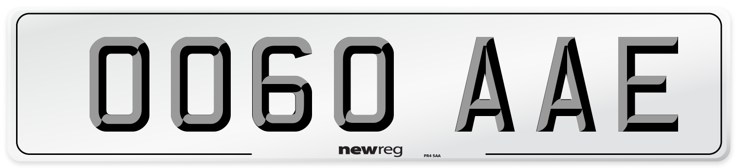 OO60 AAE Number Plate from New Reg